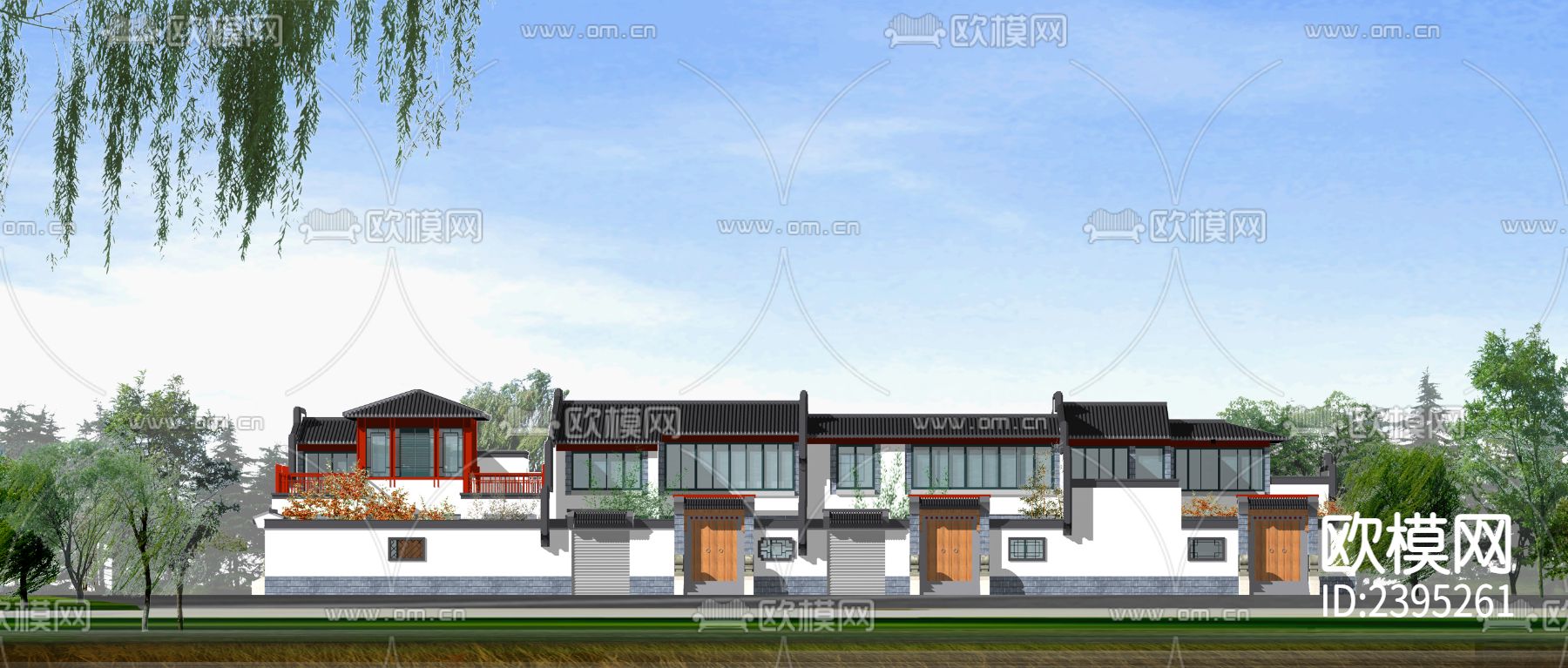 小型2层四合院建筑设计cad施工图下载（渲染图10）