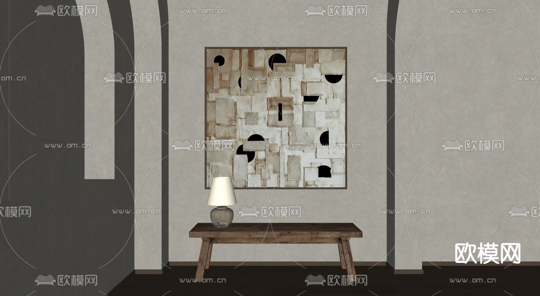 侘寂风装饰画 挂画 抽象画su模型