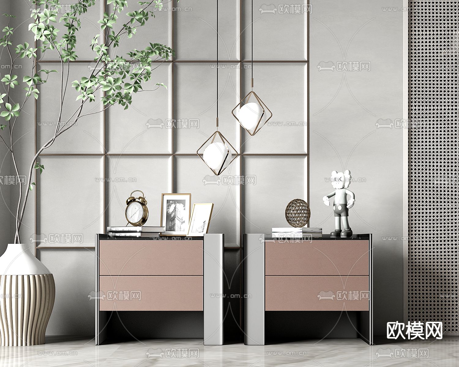 现代床头柜3d模型下载