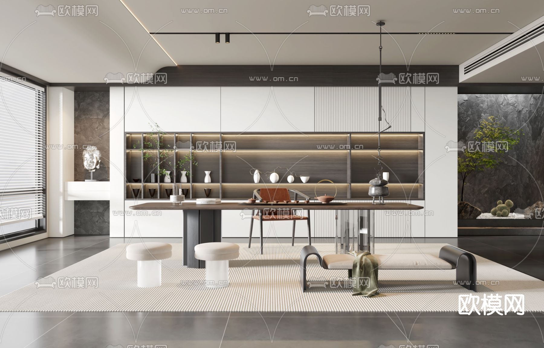 现代茶室3d模型下载