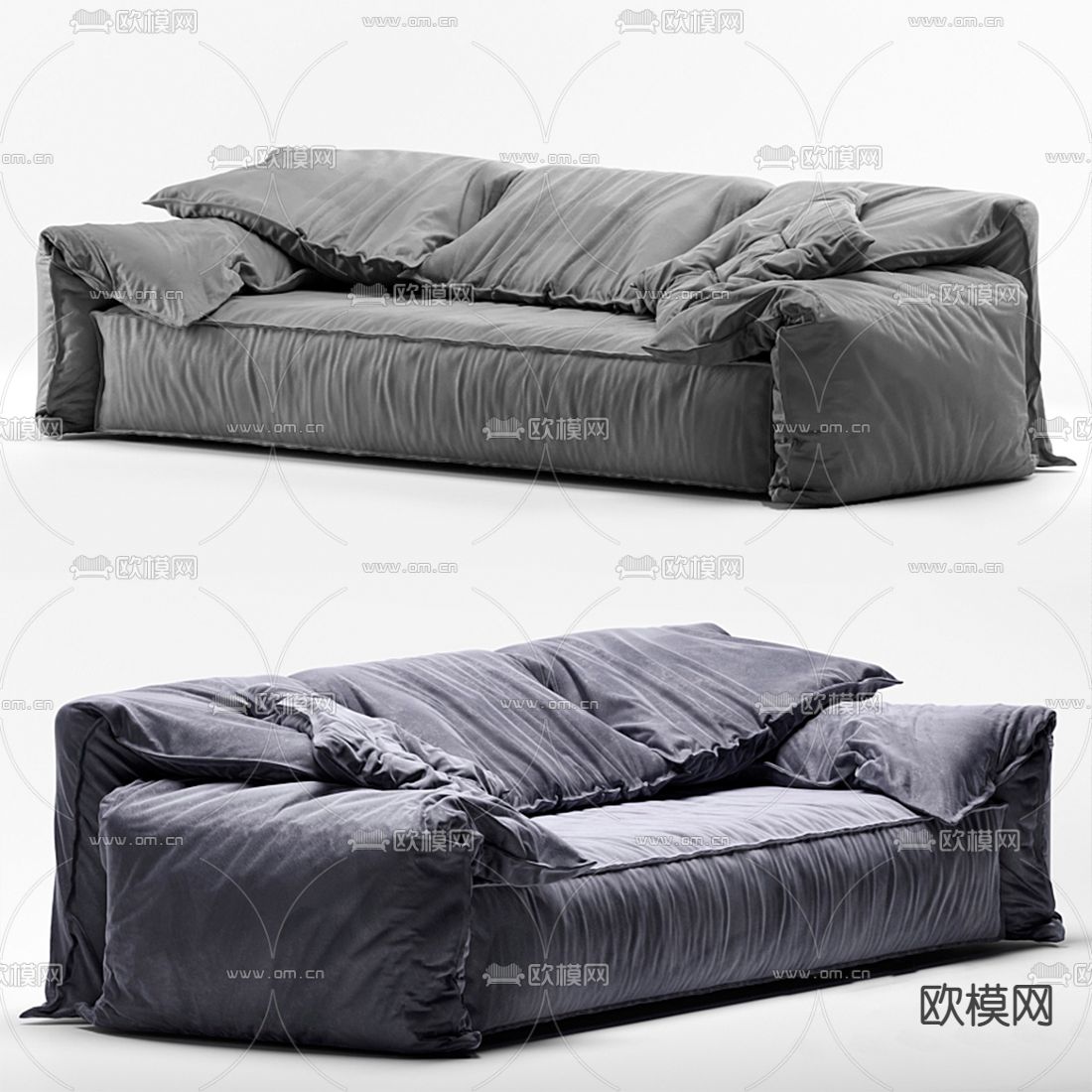 Baxter 灰色沙发3d模型下载（渲染图2）