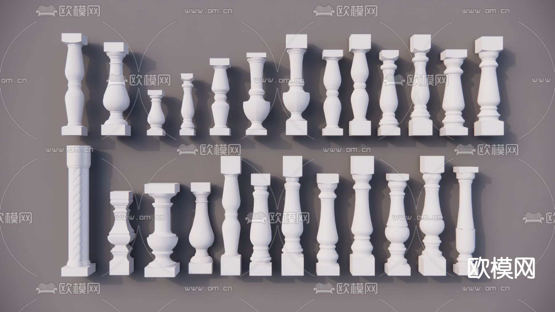 欧式石膏柱子su模型下载（渲染图1）