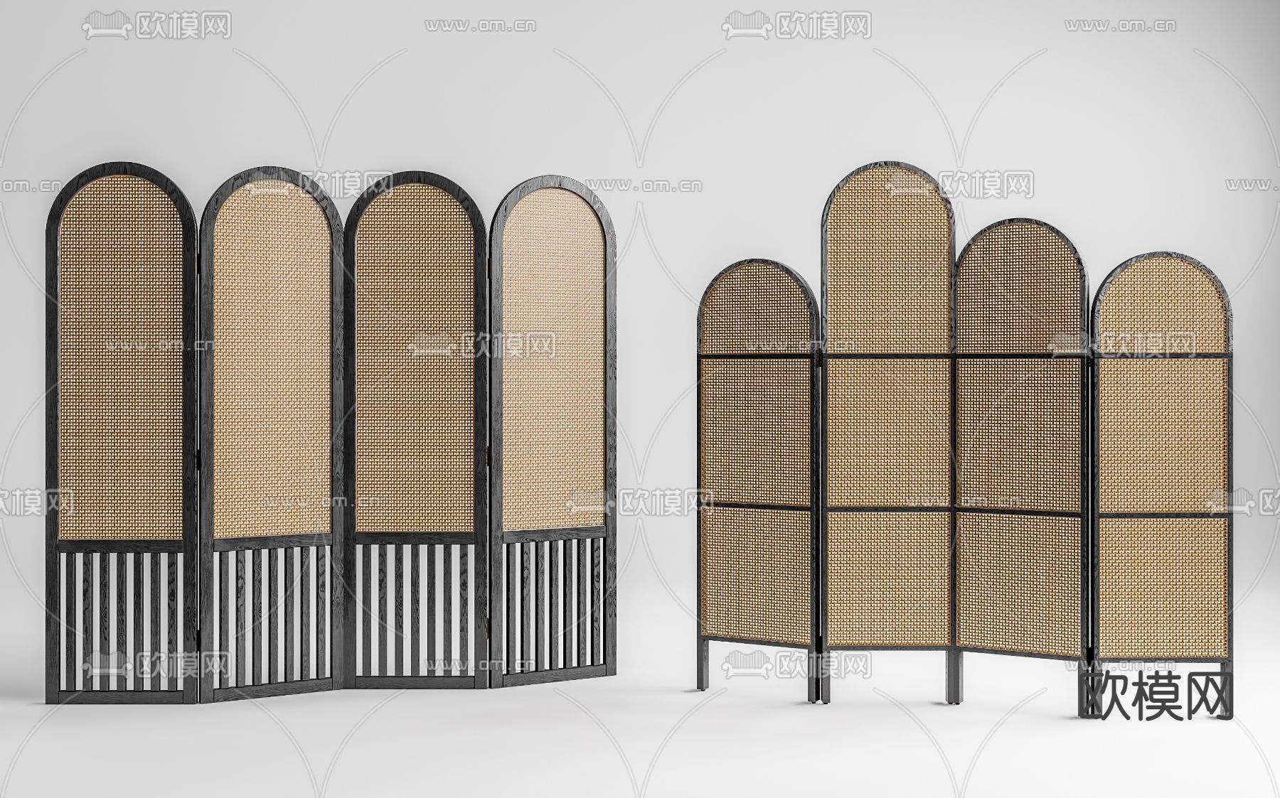 侘寂藤编折叠屏风 隔断su模型下载（渲染图1）