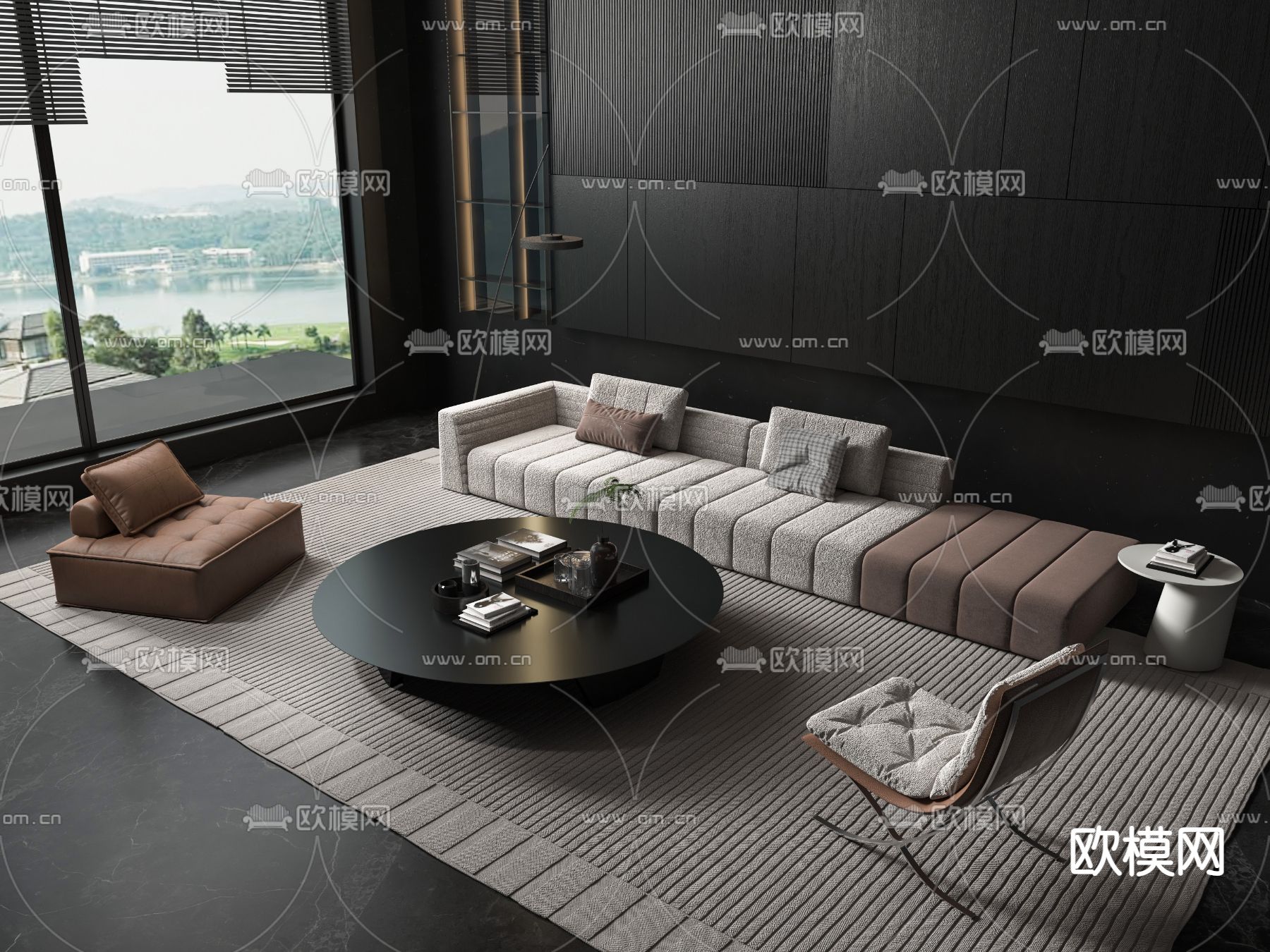 现代组合沙发3d模型下载_ID12221135_3dmax免费模型-欧模网