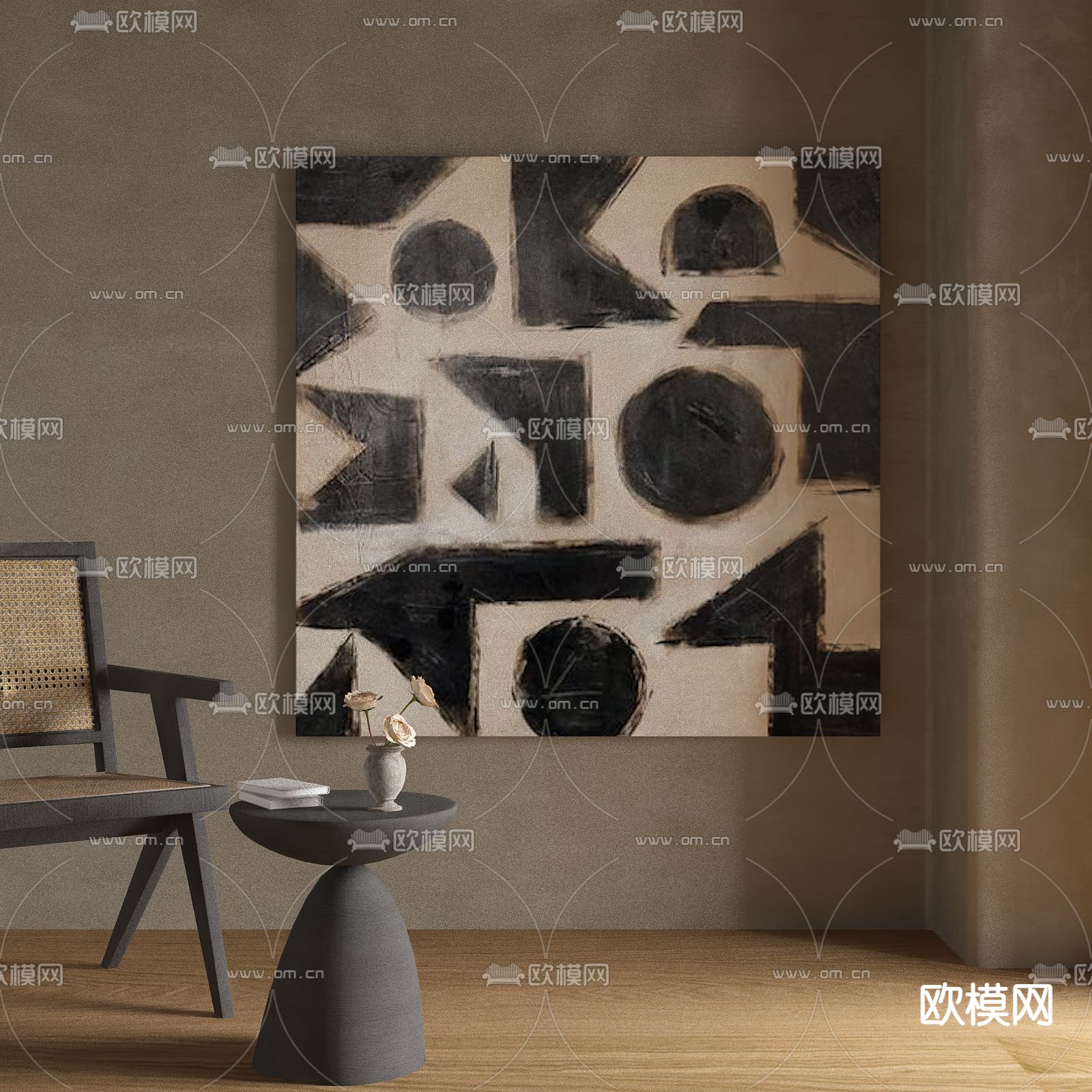 侘寂风抽象画 装饰画3d模型下载_ID12222633_3dmax免费模型-欧模网