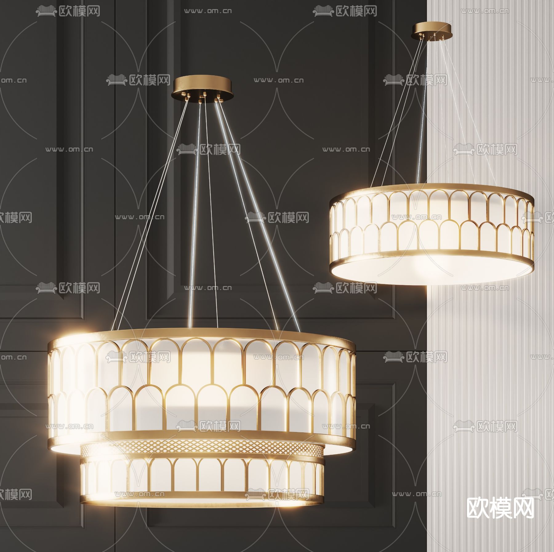 轻奢环形吊灯3d模型下载