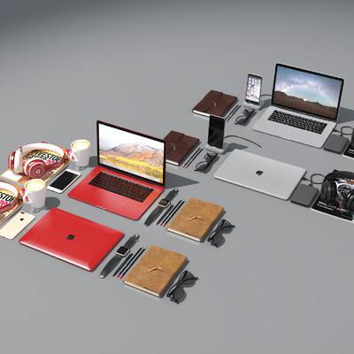  笔记本电脑 头戴式耳机su模型 