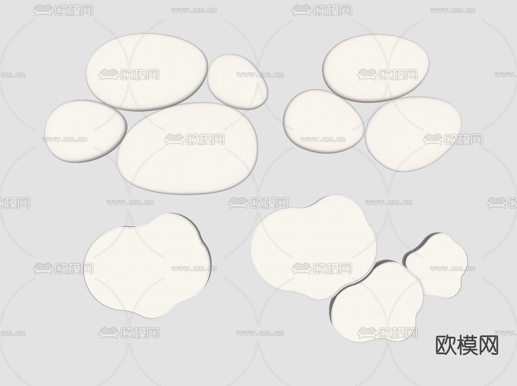 奶油风吸顶灯su模型下载（渲染图3）
