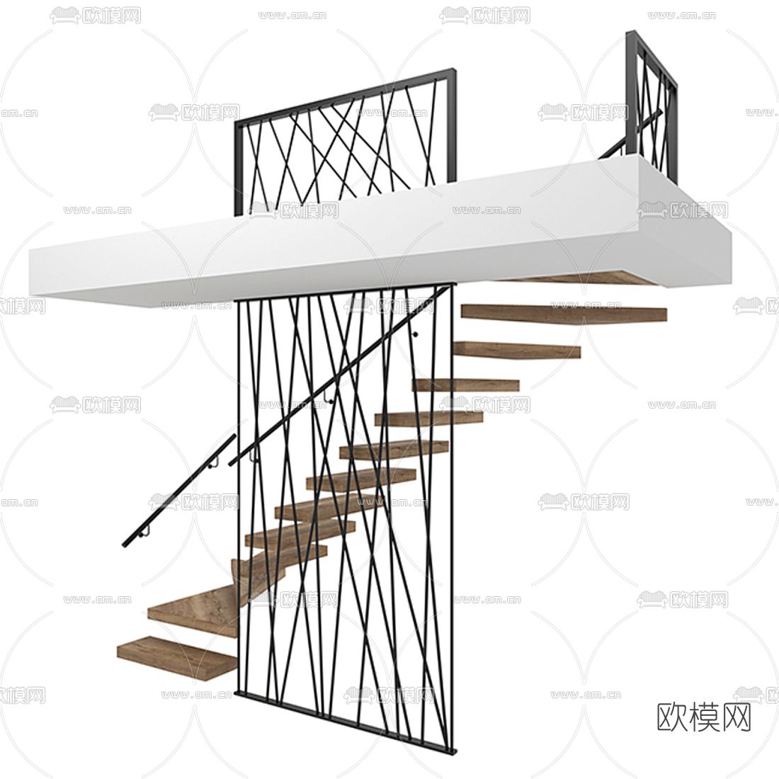 现代楼梯3d模型下载（渲染图2）