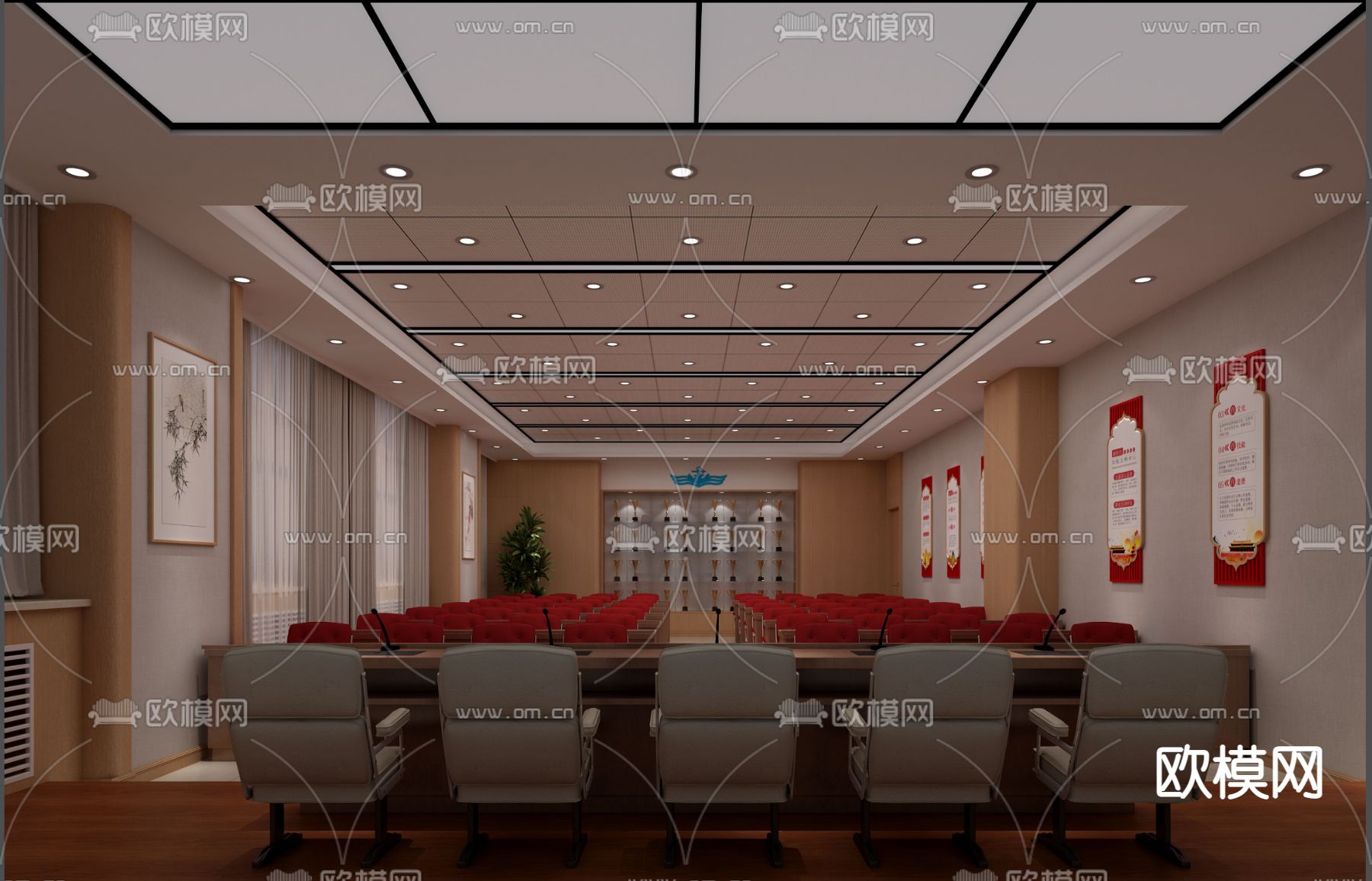 现代教学室免费3d模型下载（渲染图2）