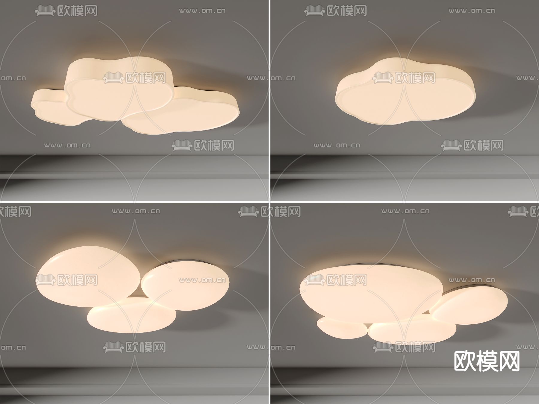 奶油风吸顶灯su模型下载（渲染图1）