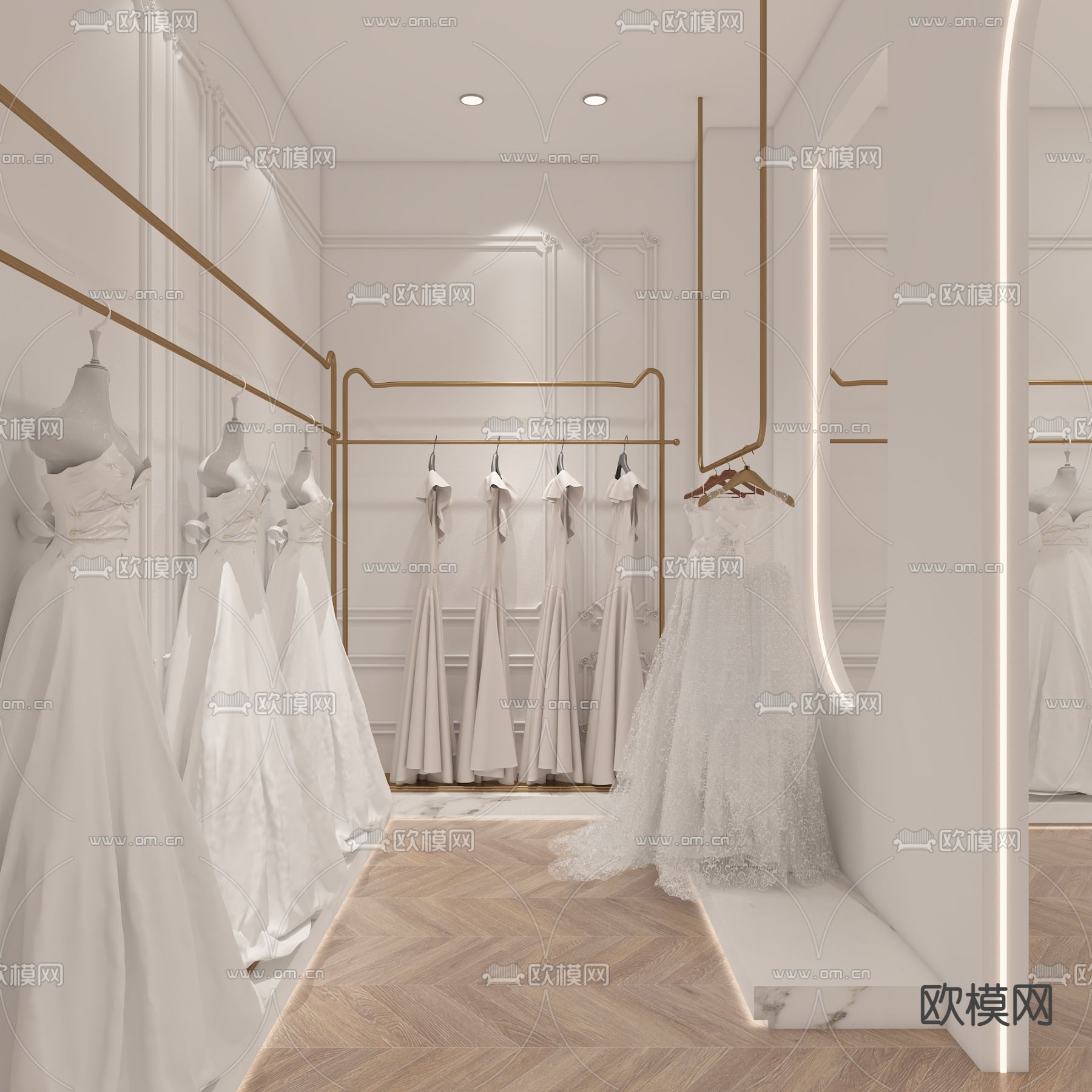 现代婚纱店su模型下载（渲染图1）