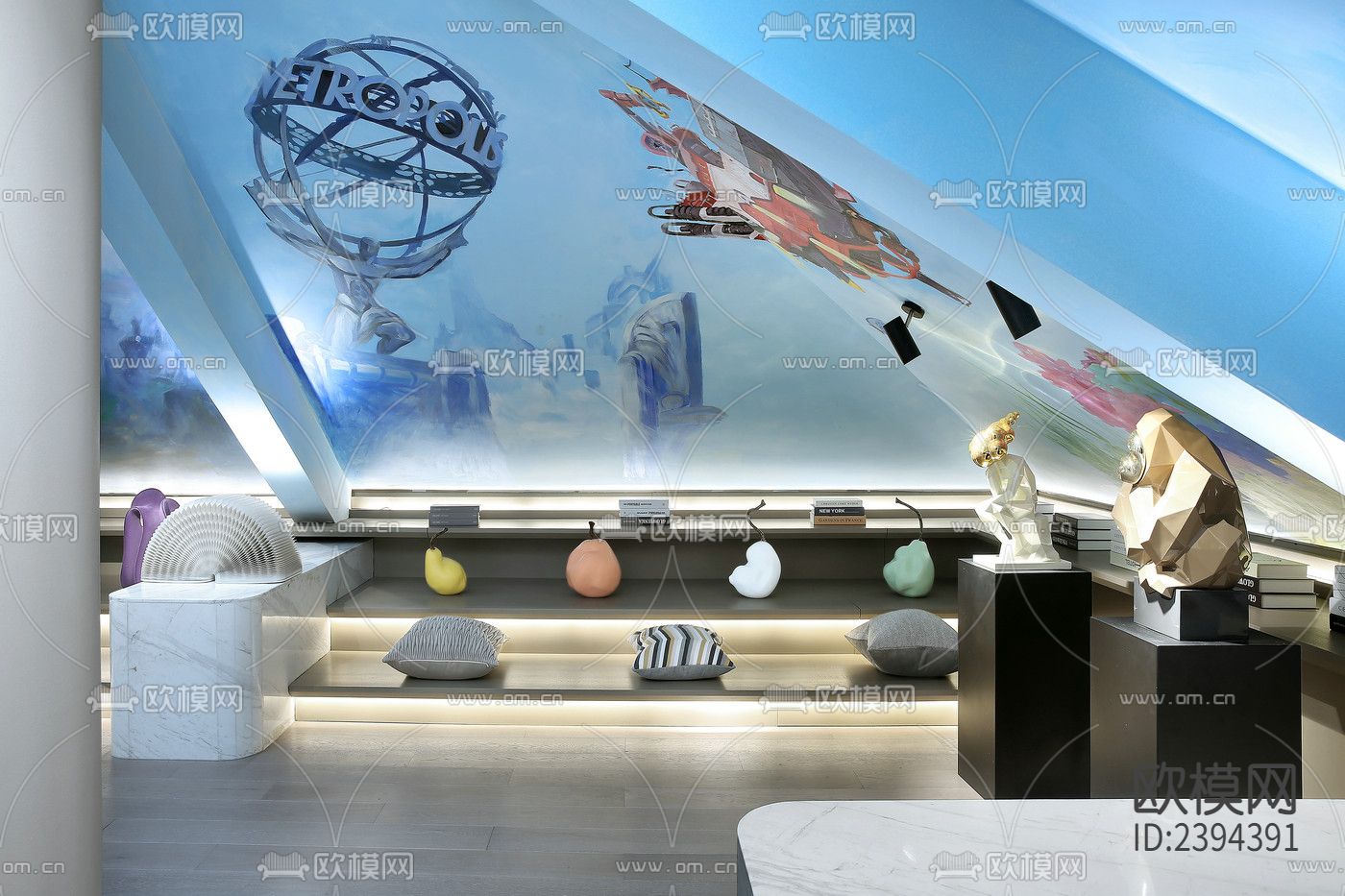 别墅样板间cad施工图下载（渲染图7）