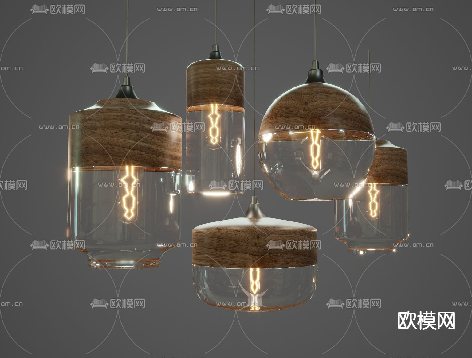 玻璃吊灯3d模型下载