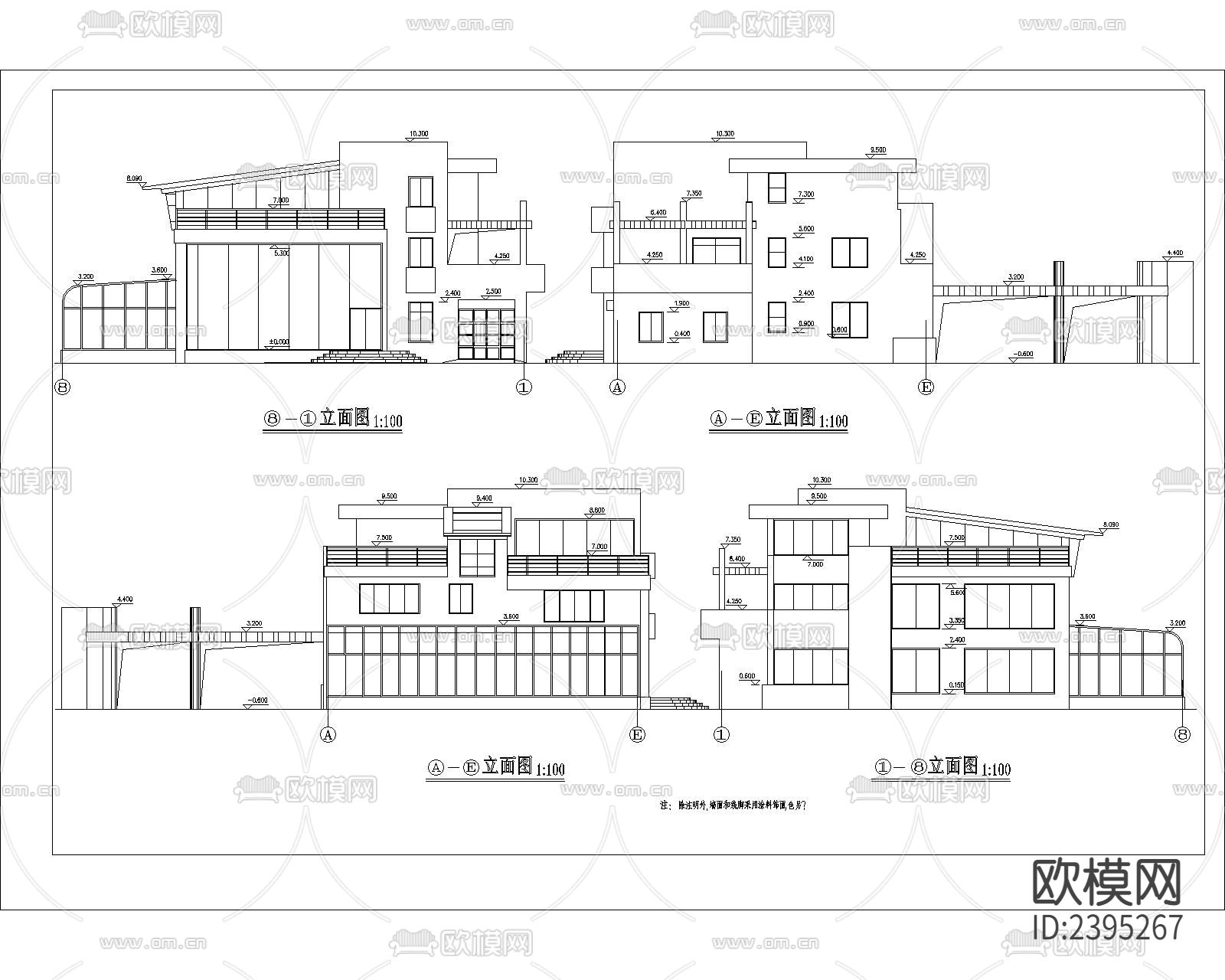 别墅建筑设计cad施工图下载（渲染图5）