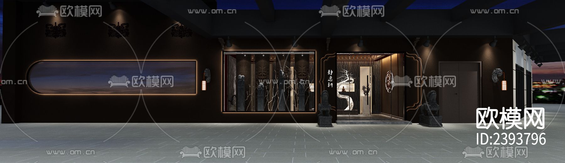 餐饮店设计cad施工图下载（渲染图3）