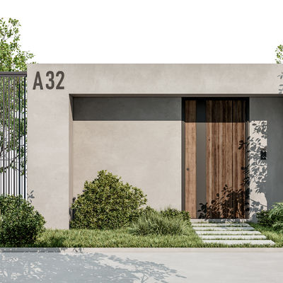 现代庭院别墅入户门su模型