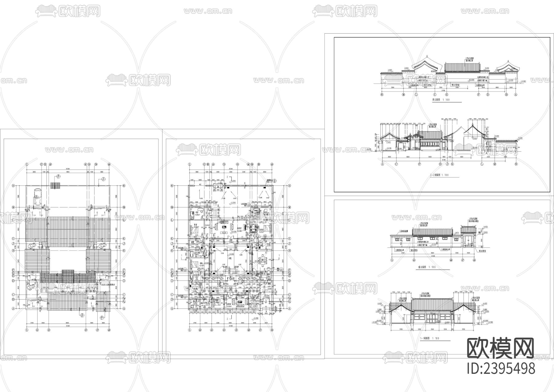 四合院住宅CAD施工图下载（渲染图1）