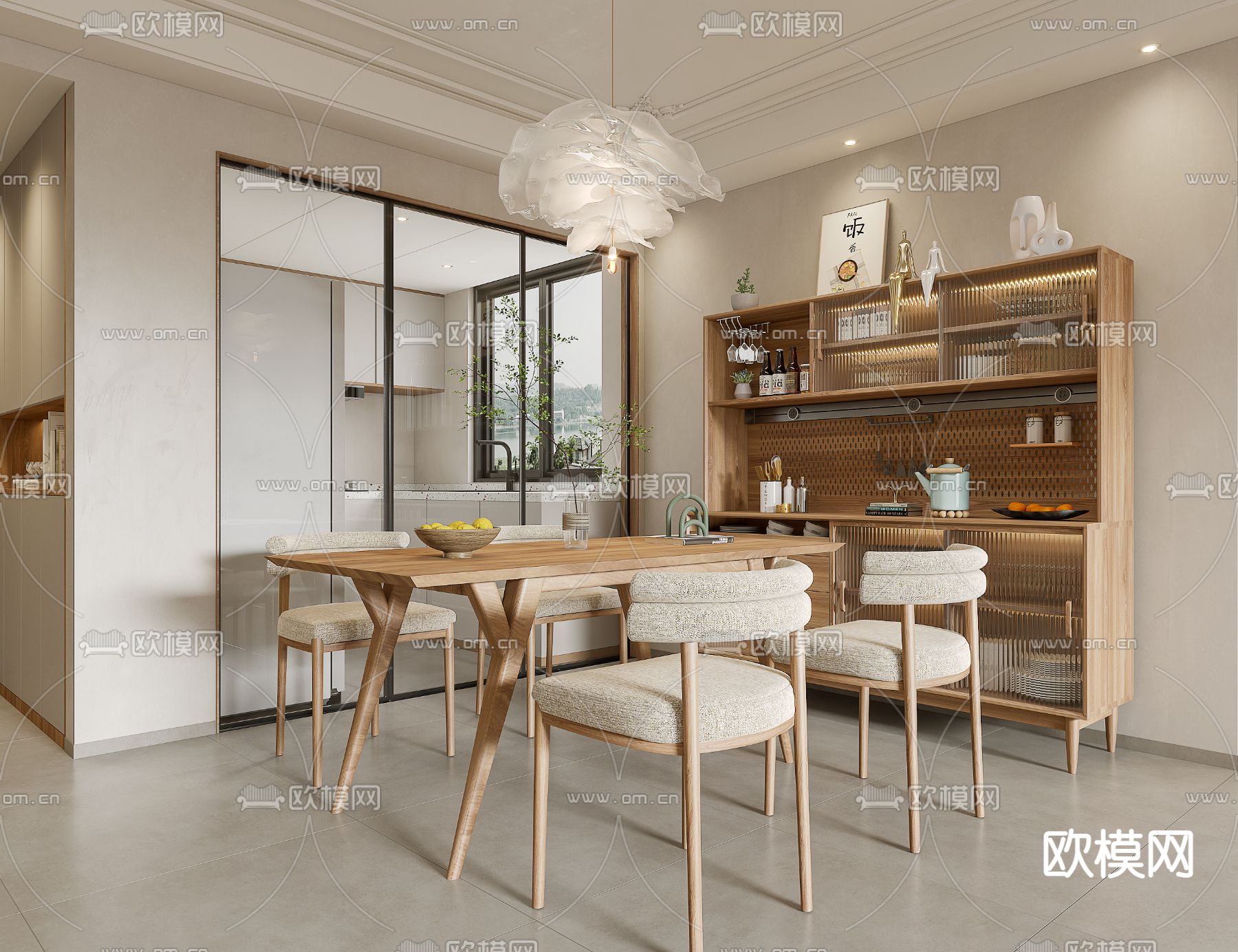 北欧餐厅3d模型下载