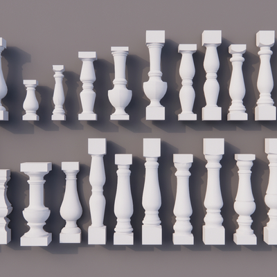  欧式石膏柱子su模型 