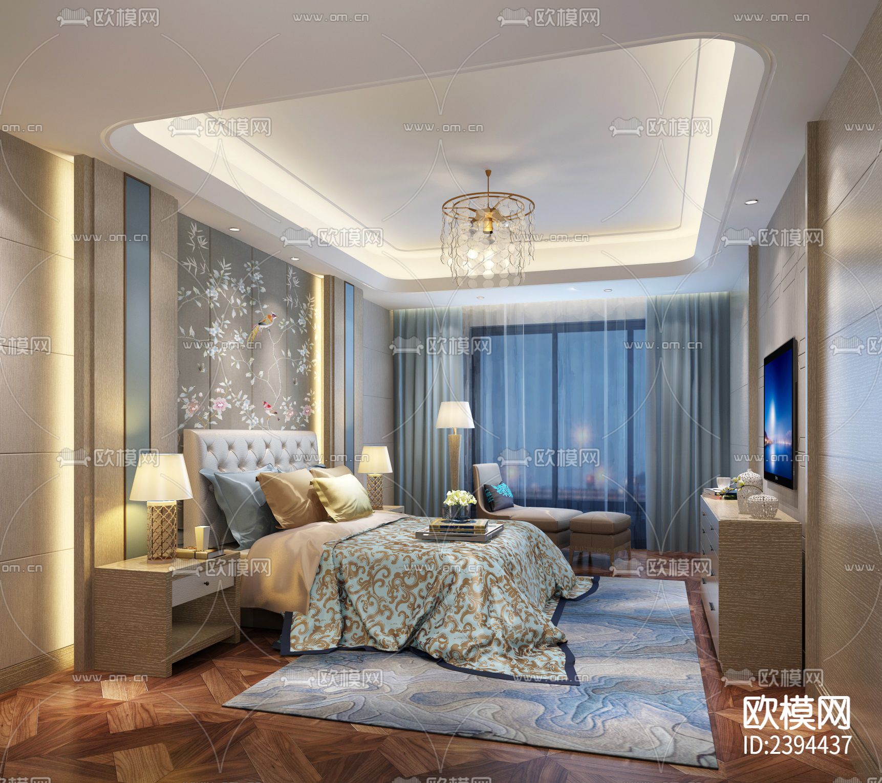 别墅样板间cad施工图下载（渲染图4）