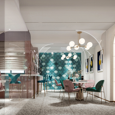  现代美容院休息区su模型 