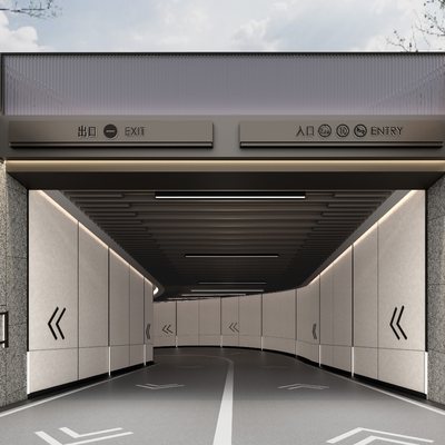  地下停车场出入口su模型 