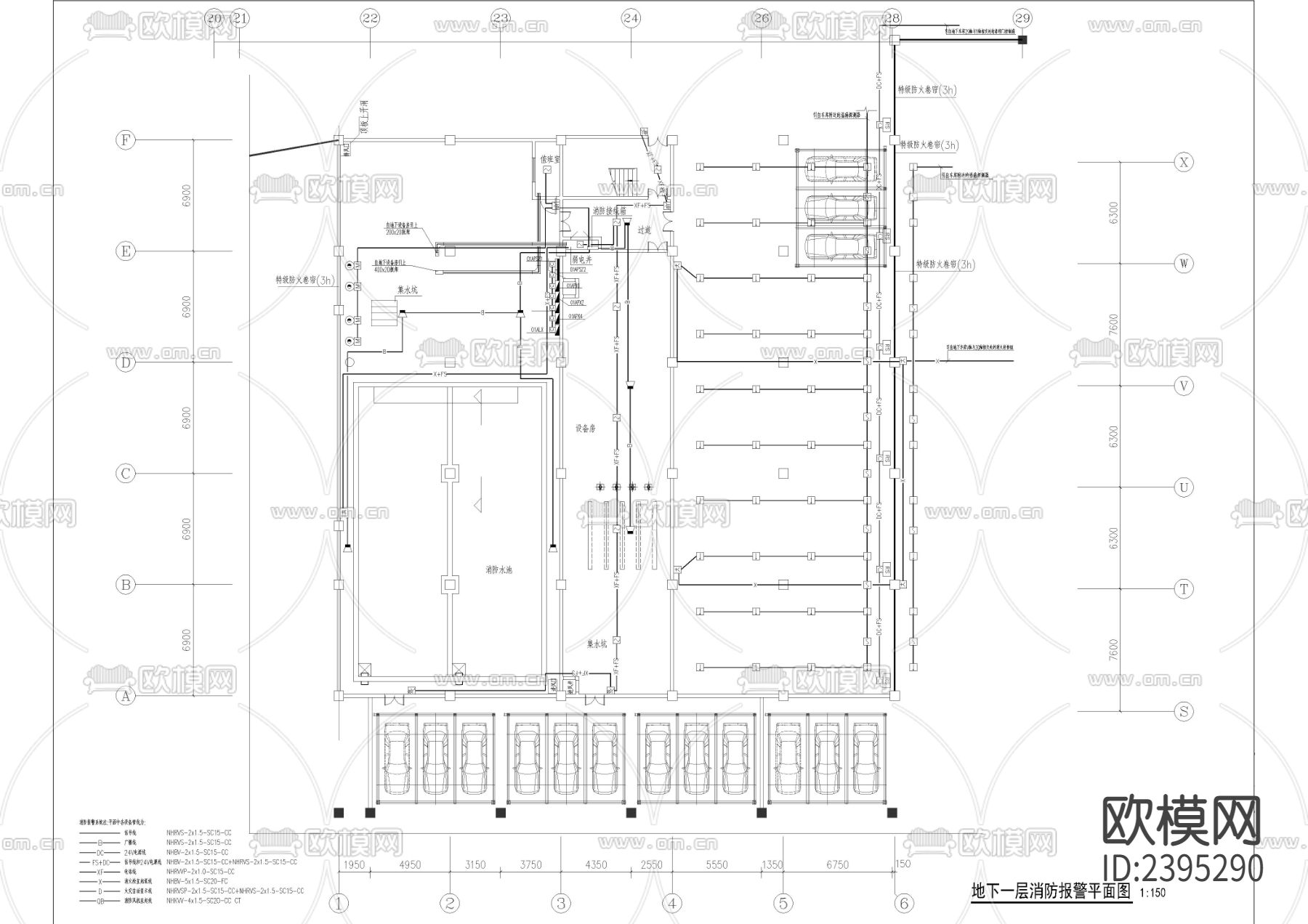 带游泳池框架结构会所设备房电气cad施工图下载（渲染图4）