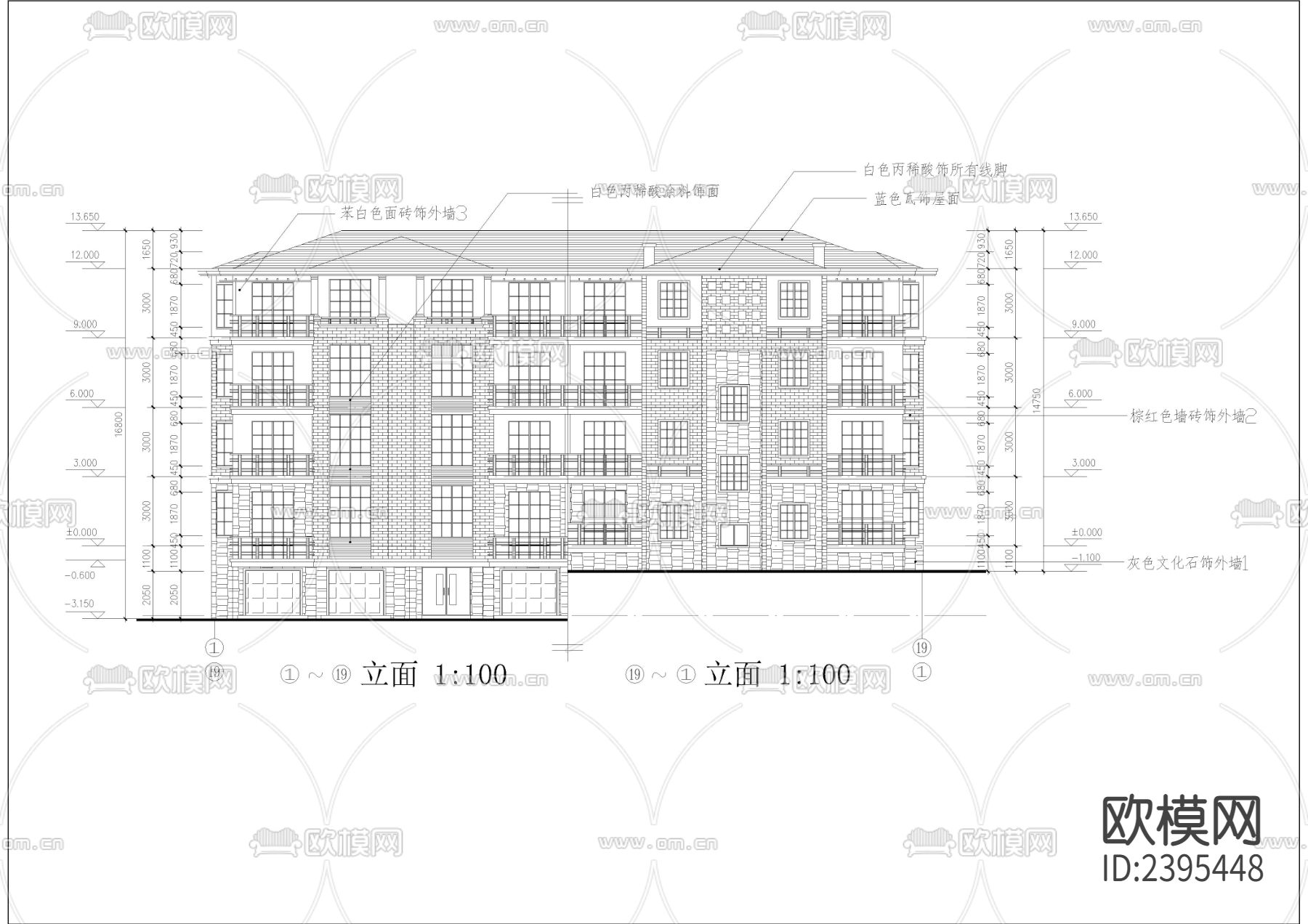 小型公寓全套建筑设计cad施工图下载（渲染图3）