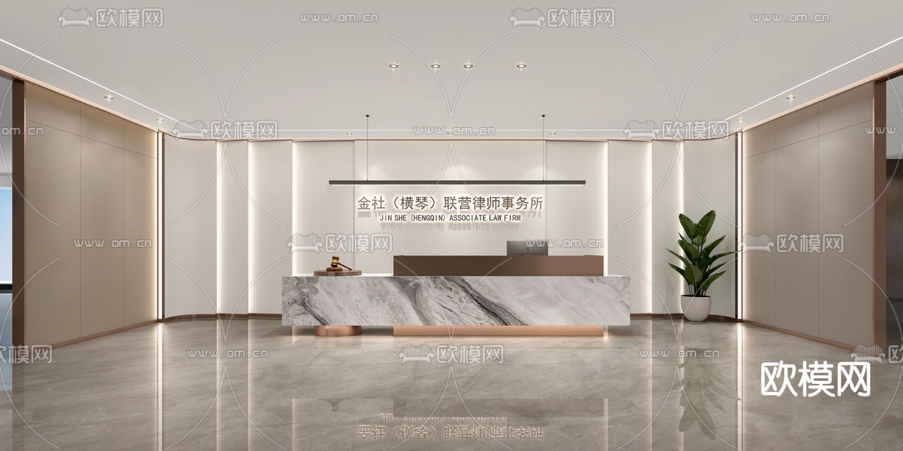 现代律师事务所前台su模型下载_ID12221963_sketchup模型下载-欧模网