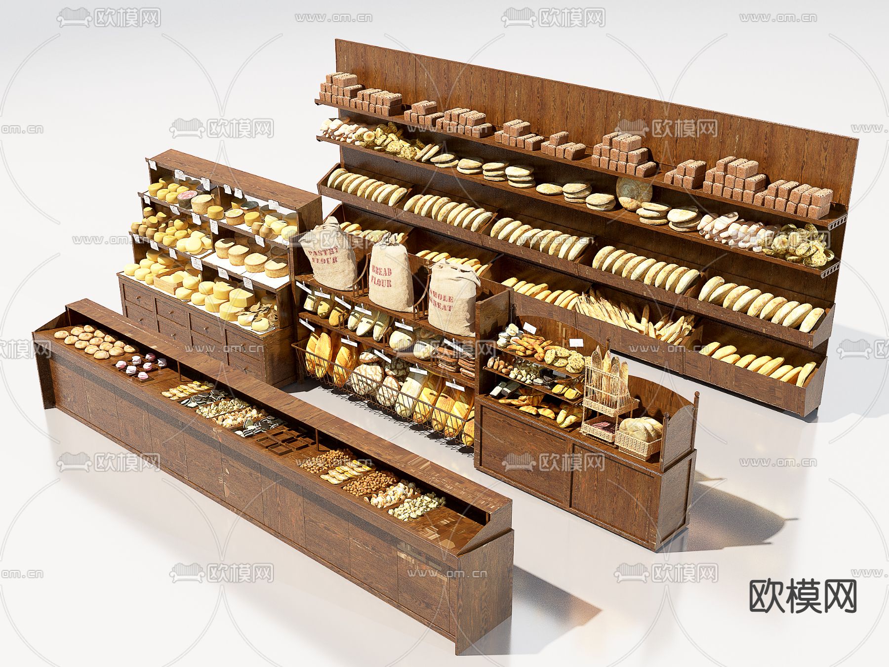 现代面包货架su模型下载