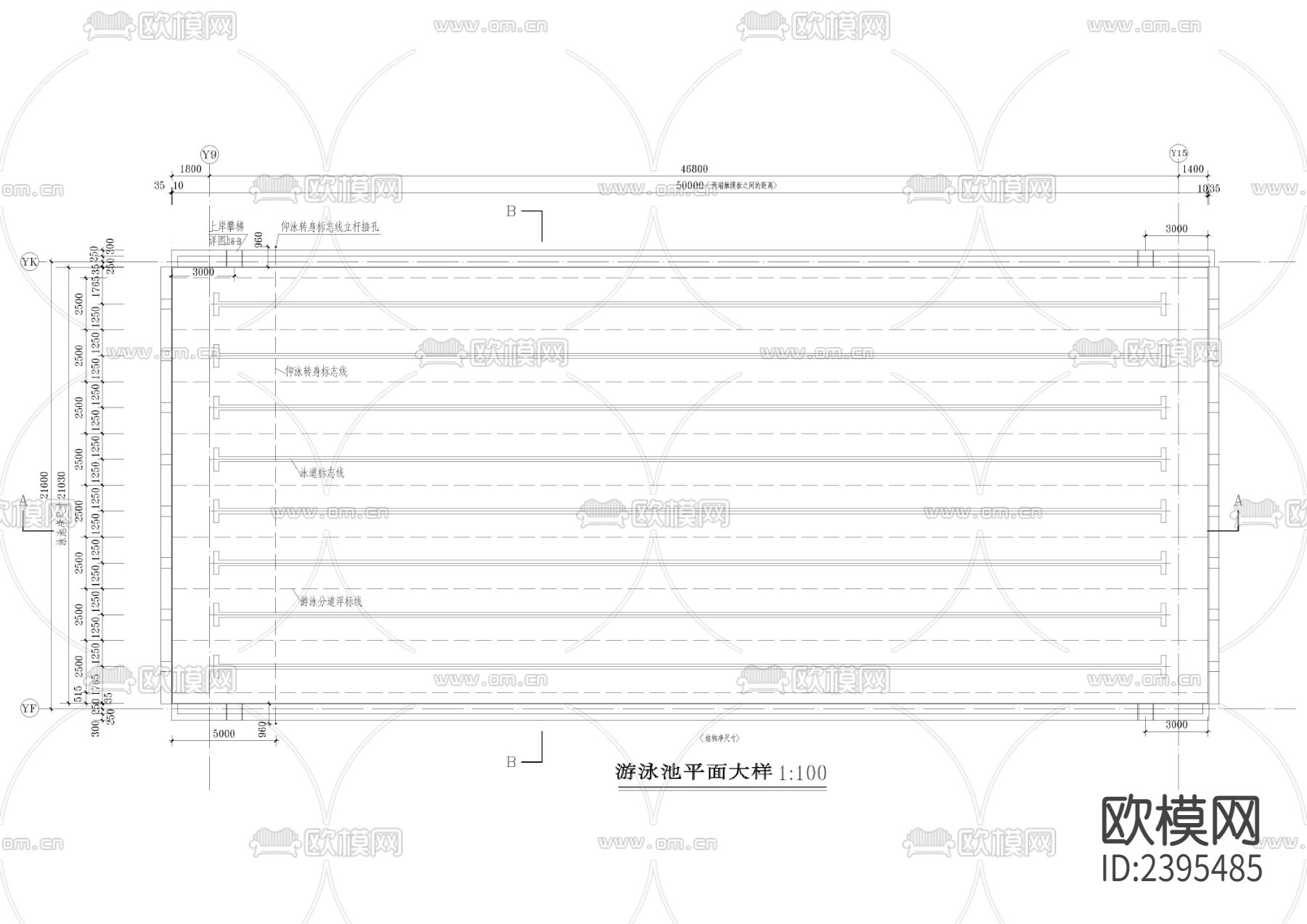 大学游泳馆 游泳池CAD节点大样下载（渲染图3）