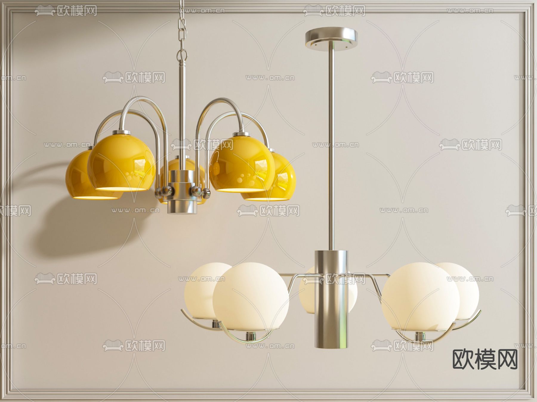 北欧多头吊灯su模型下载（渲染图1）