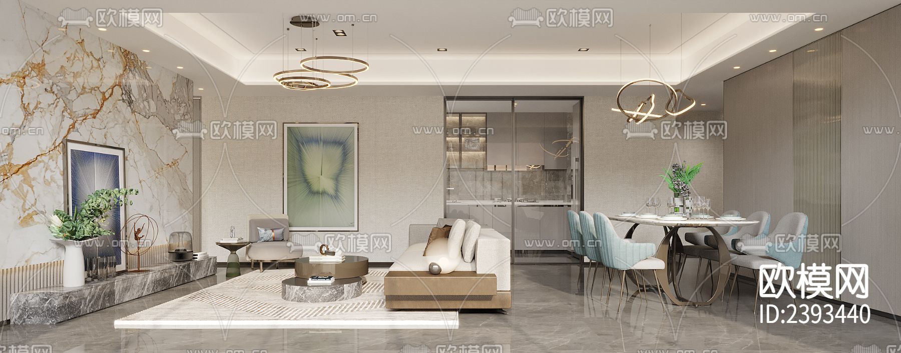 家装样板间设计cad施工图下载（渲染图5）