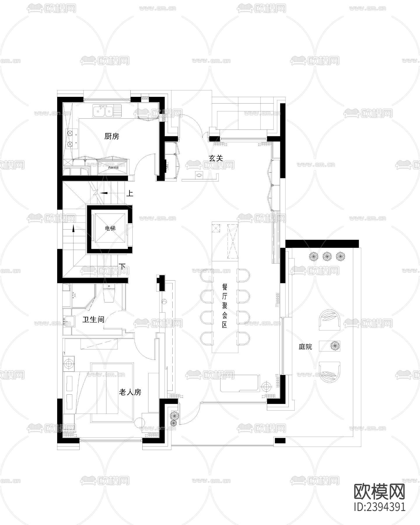 别墅样板间cad施工图下载（渲染图8）