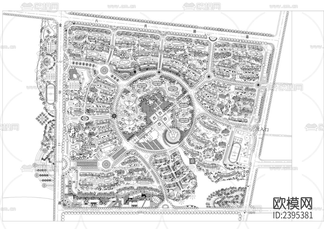 小区规划总平面设计cad施工图-免费3dmax模型库-欧模网