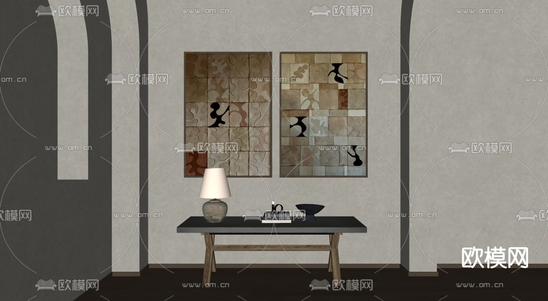 侘寂风装饰画 挂画 抽象画su模型