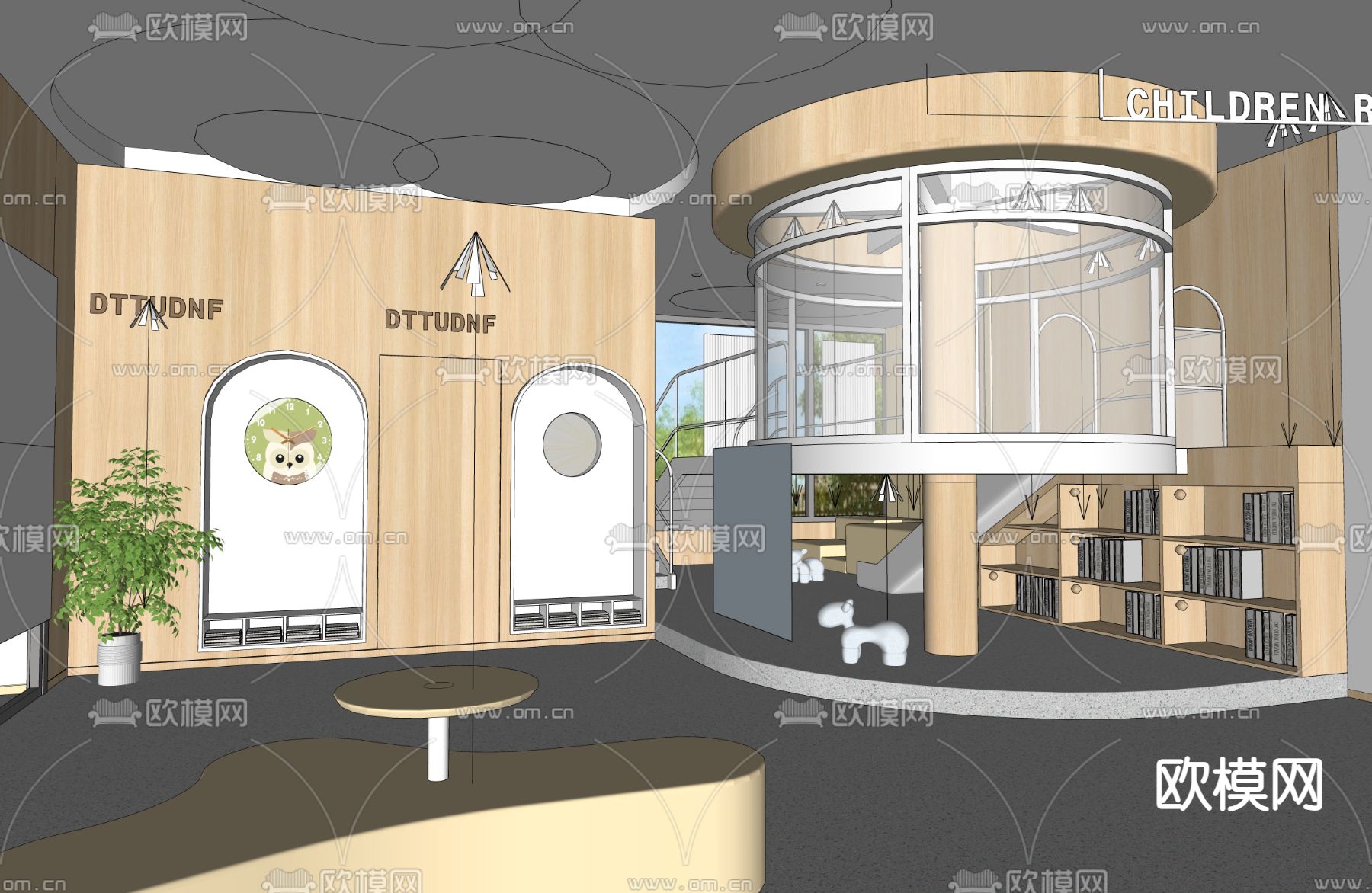 日式幼儿园娱乐区su模型下载（渲染图2）