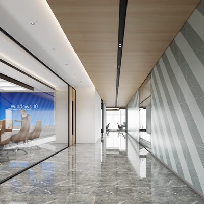  办公室走廊 过道su模型 