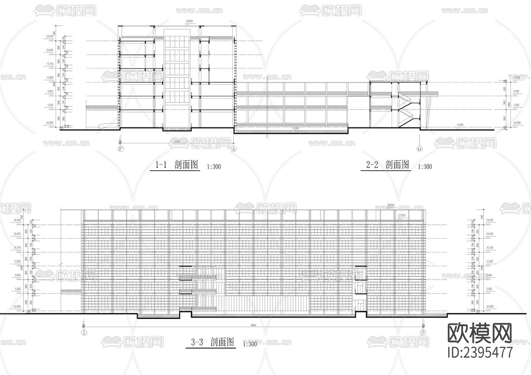 大学人文馆社科楼CAD施工图-免费3dmax模型库-欧模网