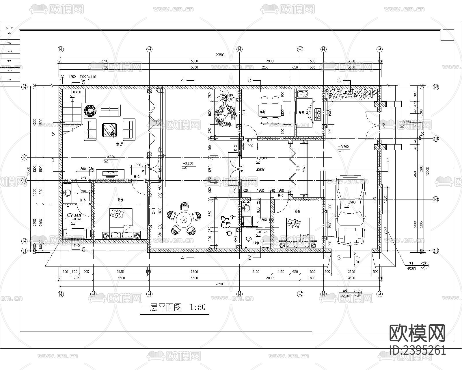 小型2层四合院建筑设计cad施工图下载（渲染图2）