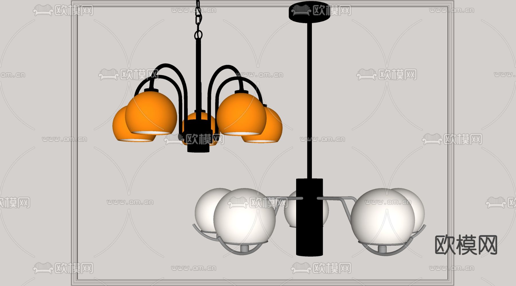 北欧多头吊灯su模型下载（渲染图2）