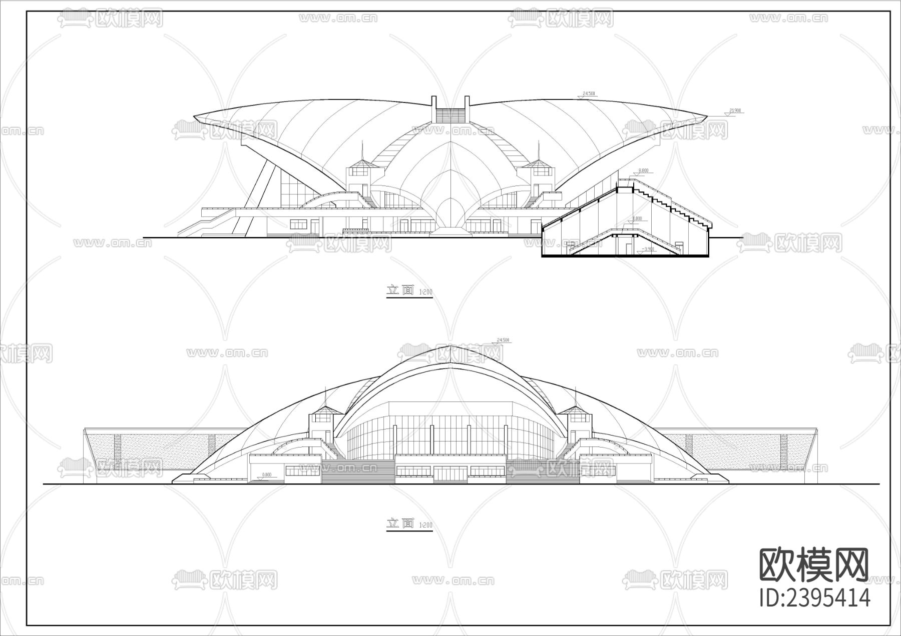 会展中心设计cad施工图下载（渲染图3）