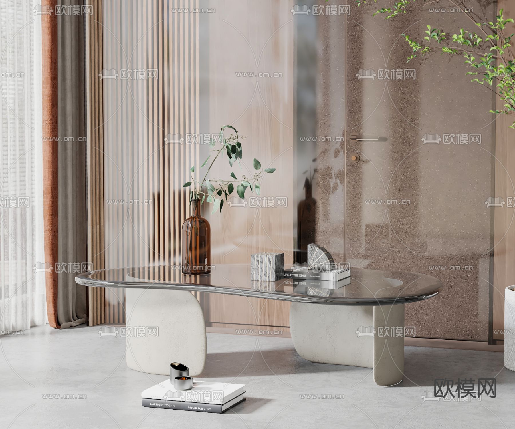 现代亚克力茶几3d模型下载_ID12219222_3dmax免费模型-欧模网