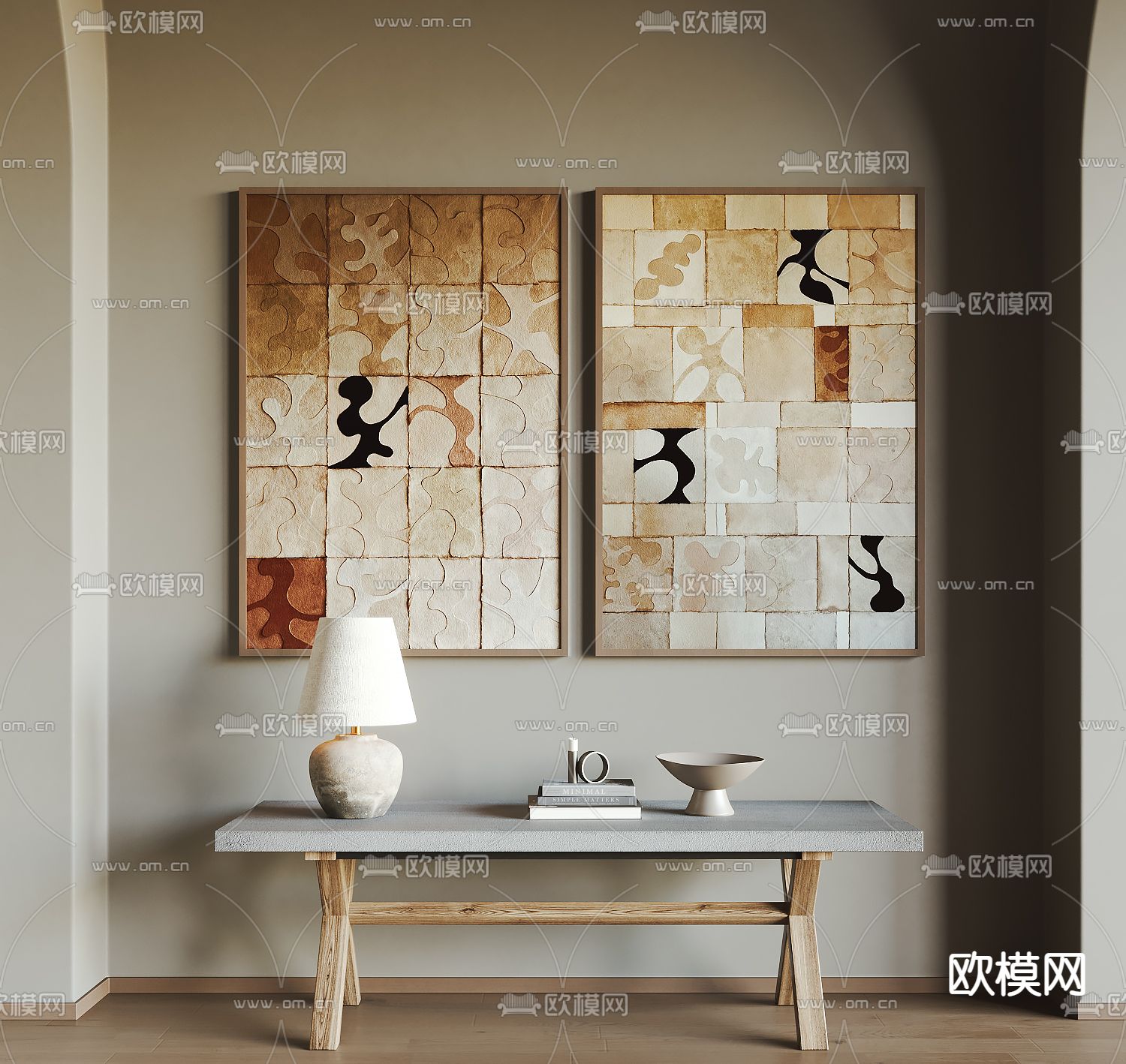 侘寂风装饰画 挂画 抽象画su模型