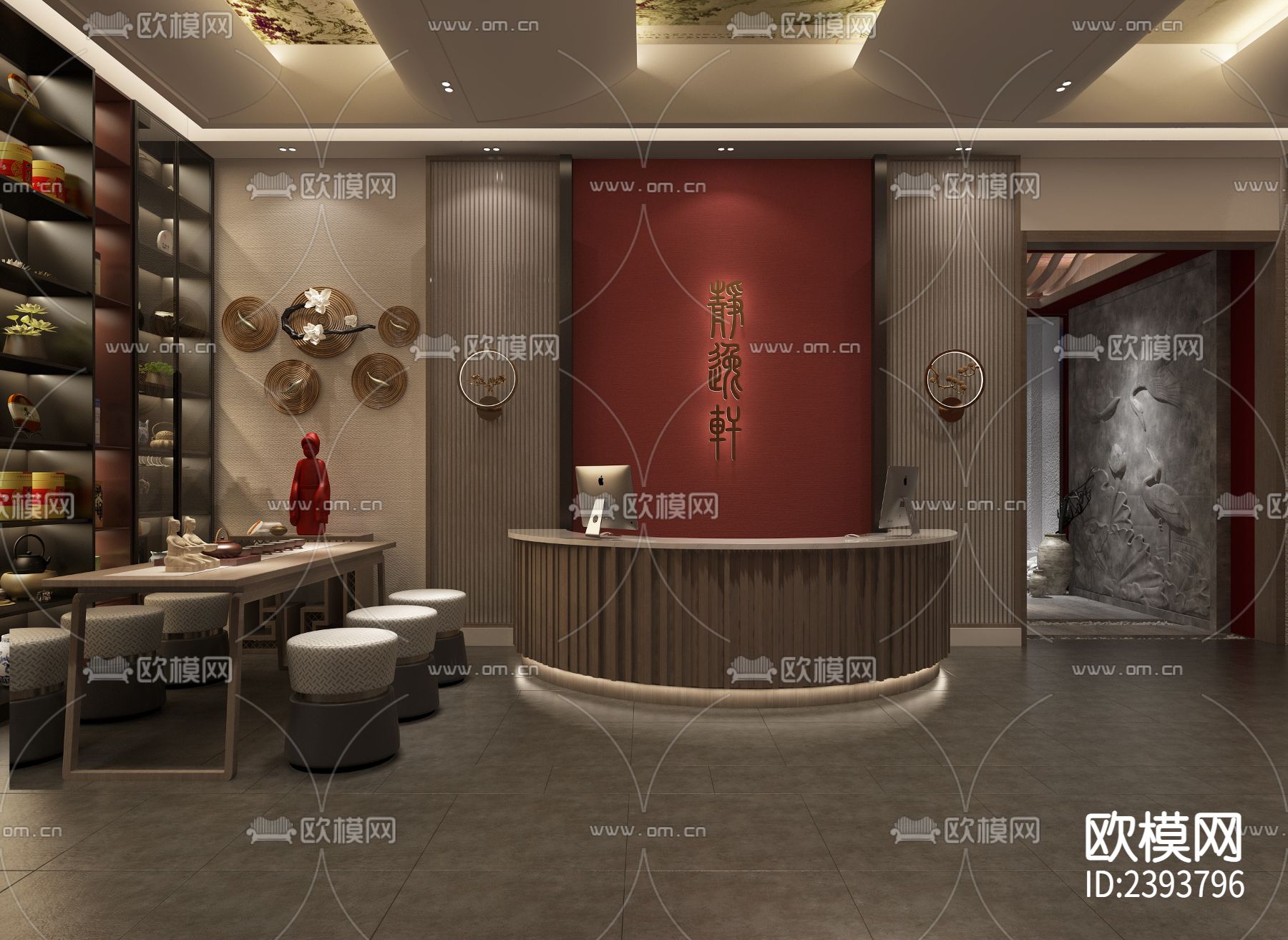 餐饮店设计cad施工图下载（渲染图2）