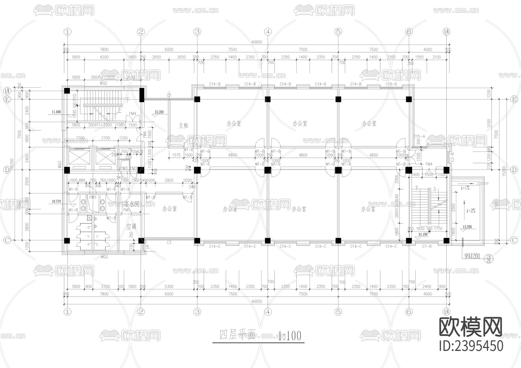 高层银行办公楼建筑设计cad施工图下载（渲染图5）