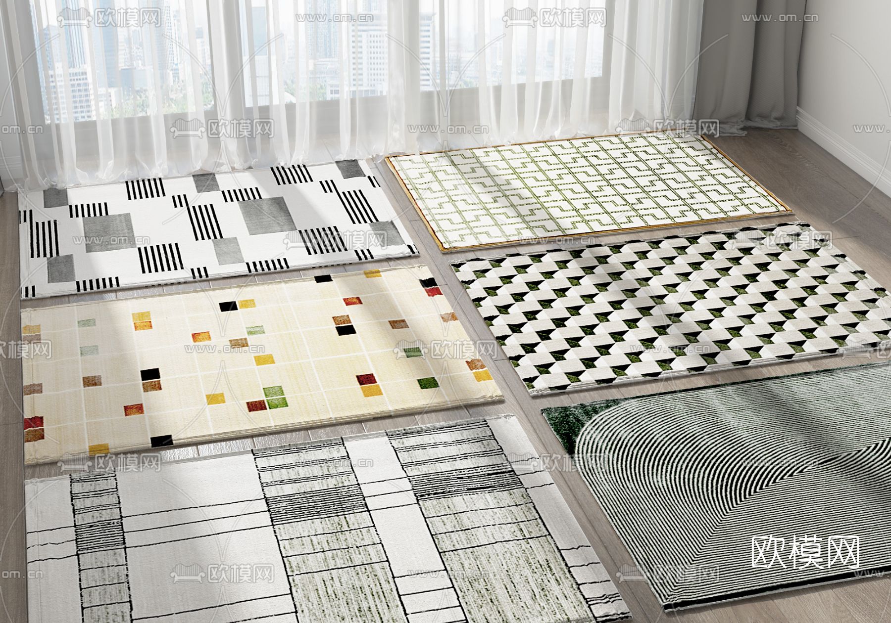 现代地毯3d模型下载