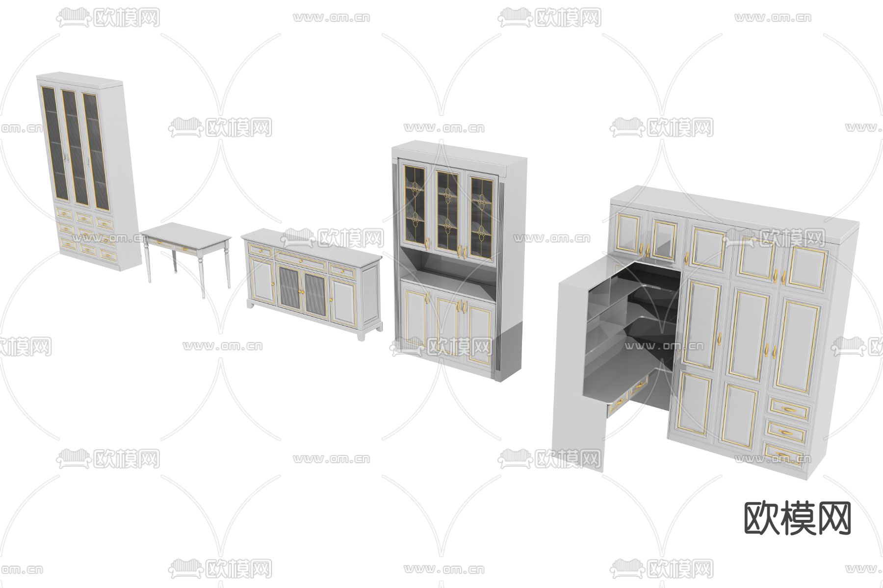 美式装饰柜免费3d模型下载