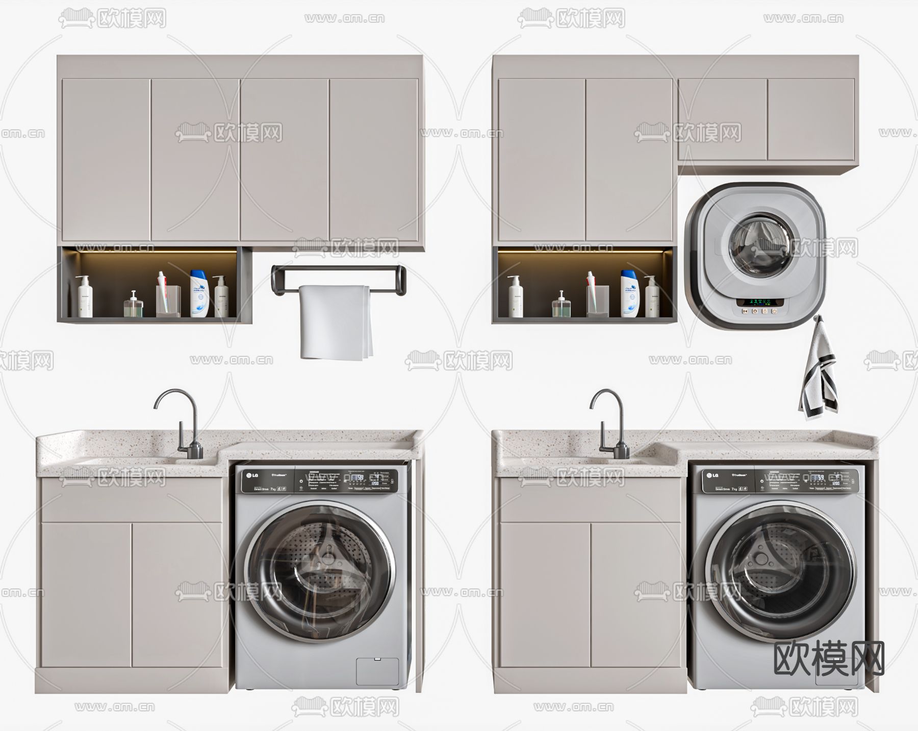 现代浴室柜 洗衣机柜3d模型下载